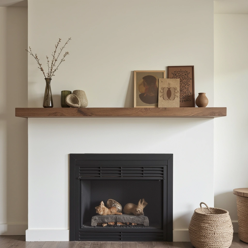 3. Floating Wood Mantel Shelf