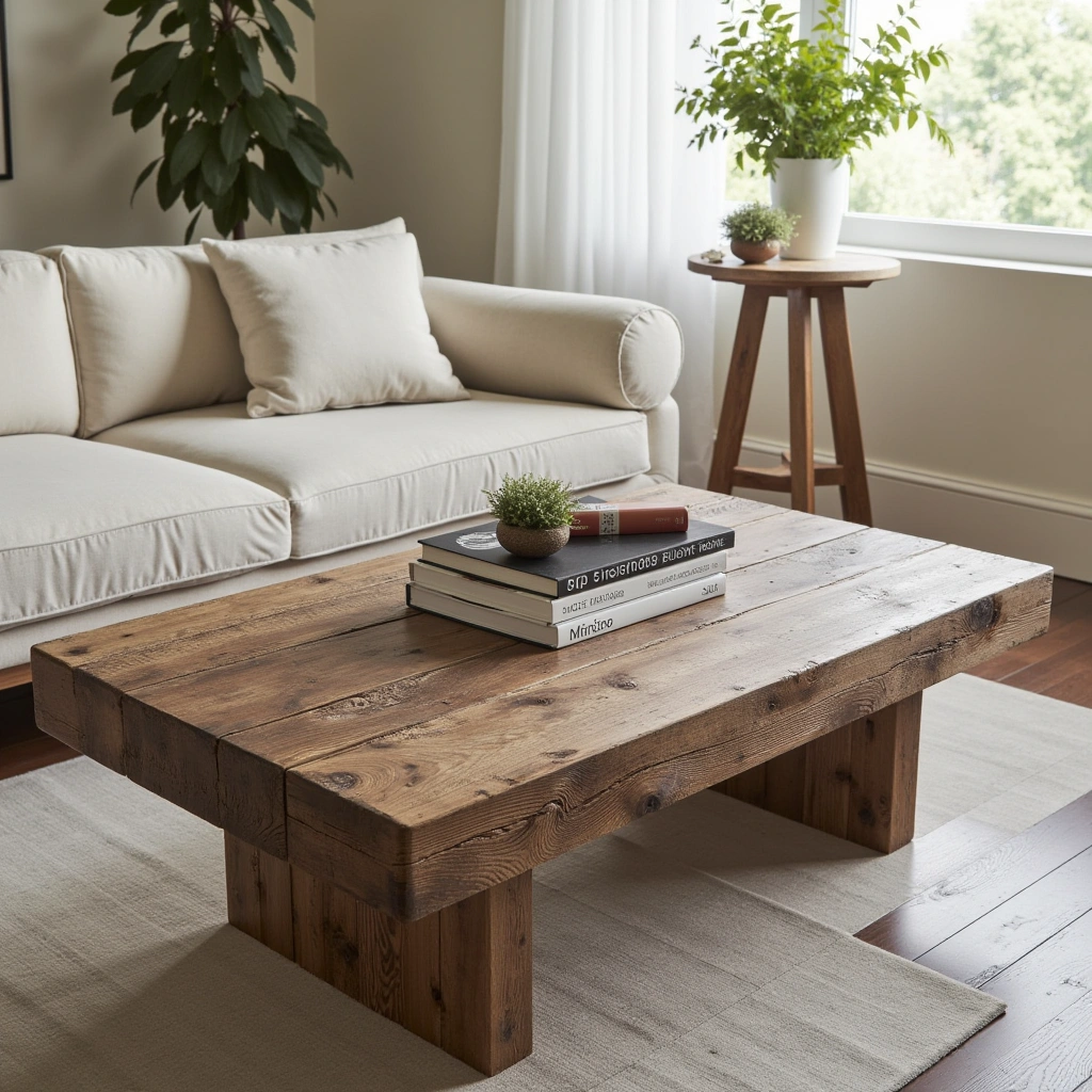 2. Reclaimed Wood Coffee Tables for Rustic Charm