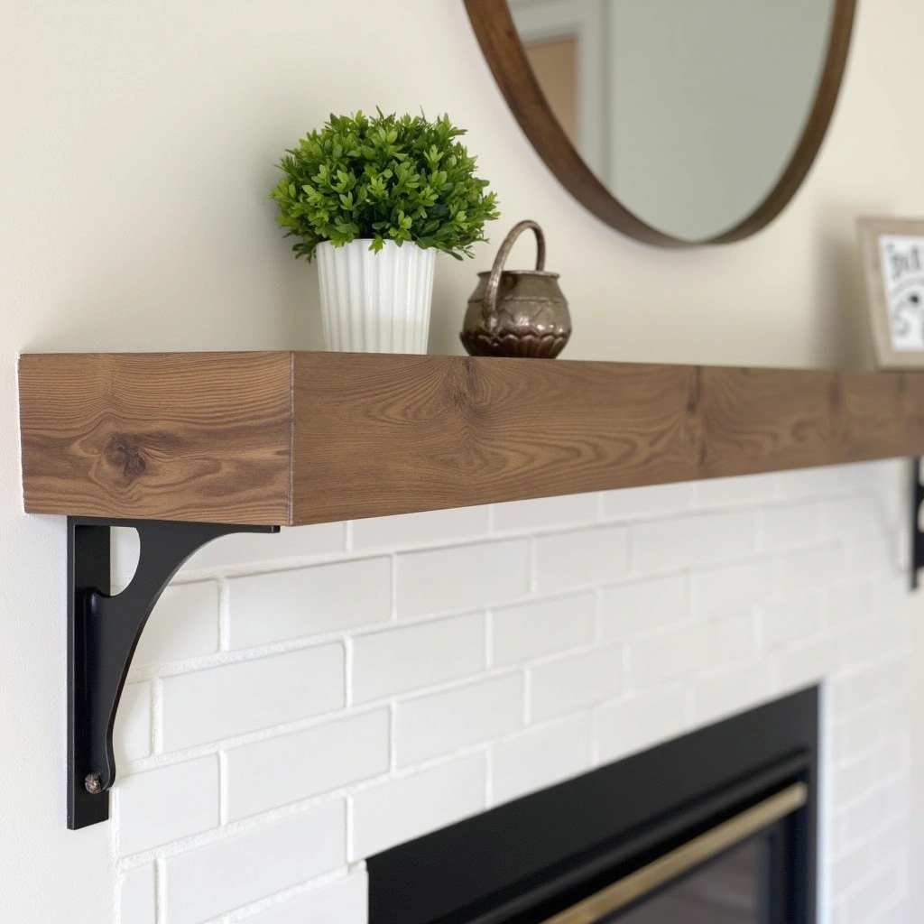 7. Mantel with Metal Brackets