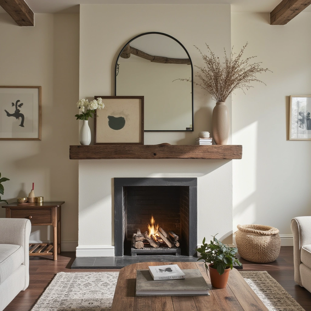 6. Rustic Fireplace Mantels with Modern Accents