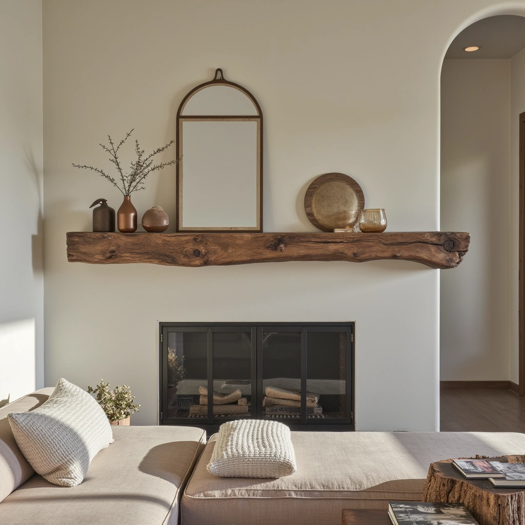 10. Raw Edge Wood Mantel