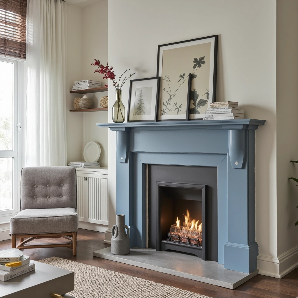 13. Painted Blue Mantel