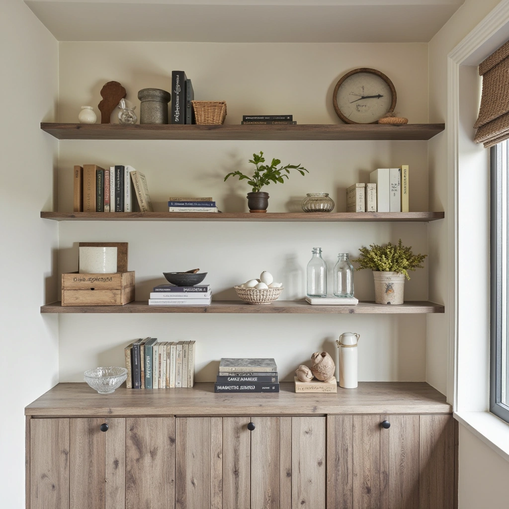9. Distressed Wood Shelving for Display