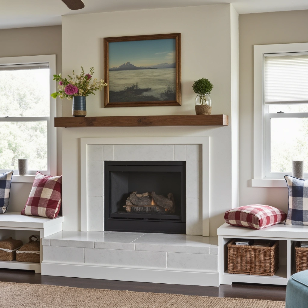 15. Fireplace Mantel with Built-In Bench