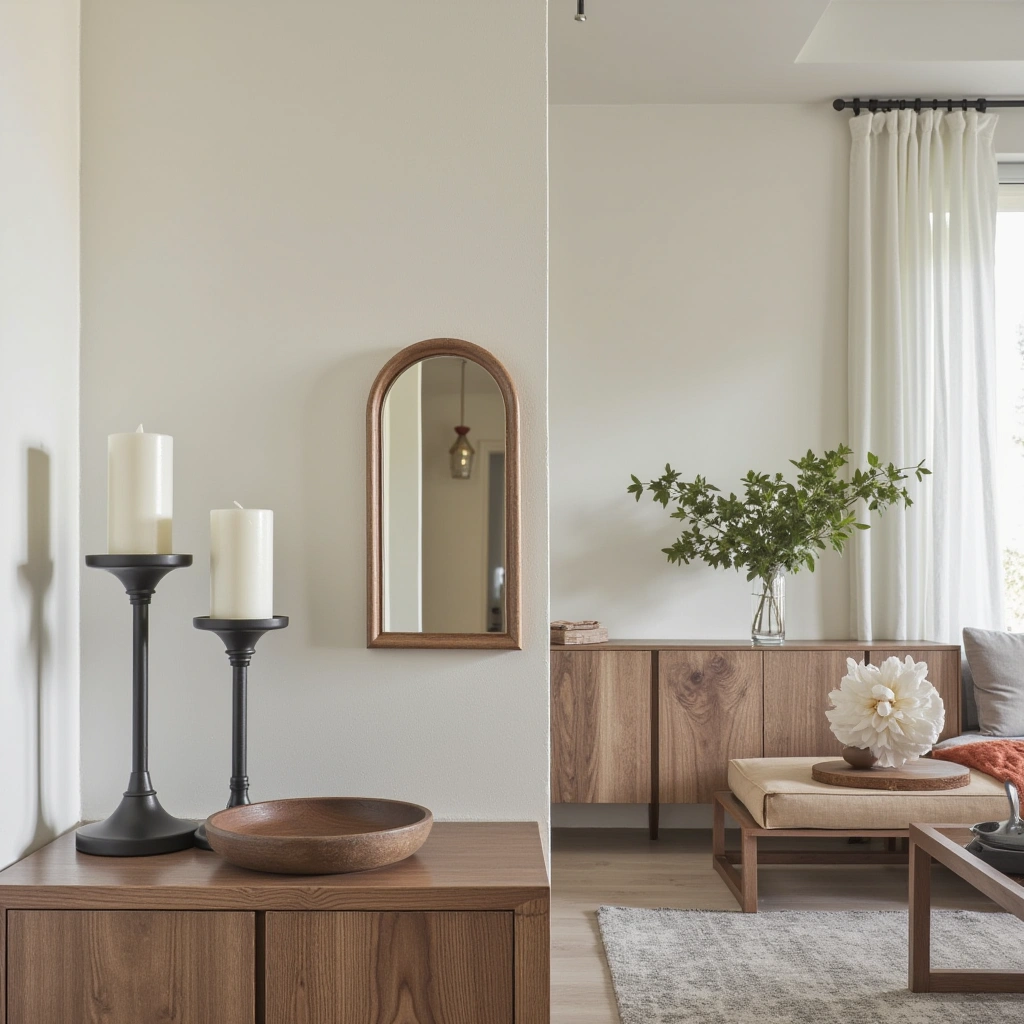 13. Mix of Metal and Wood Decor