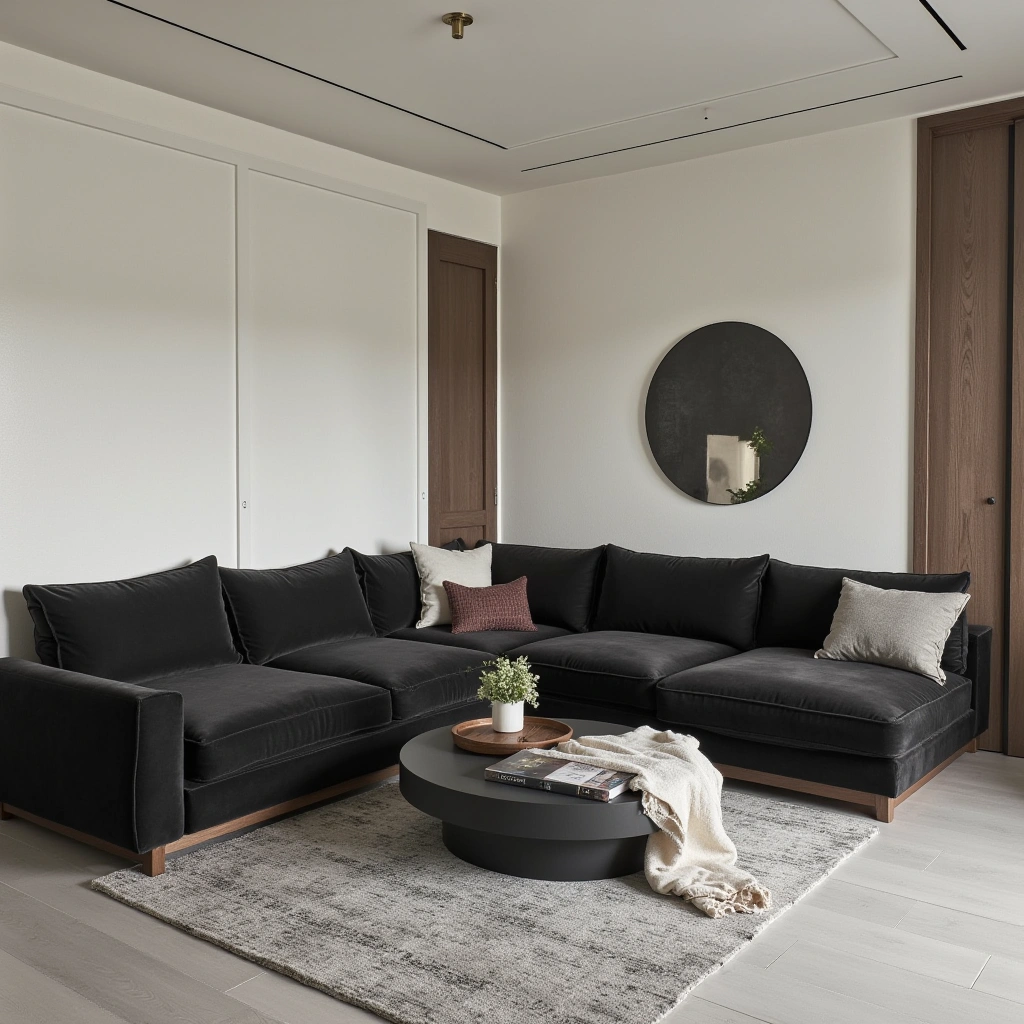 7. Monochrome Black and White Oversized Sectional