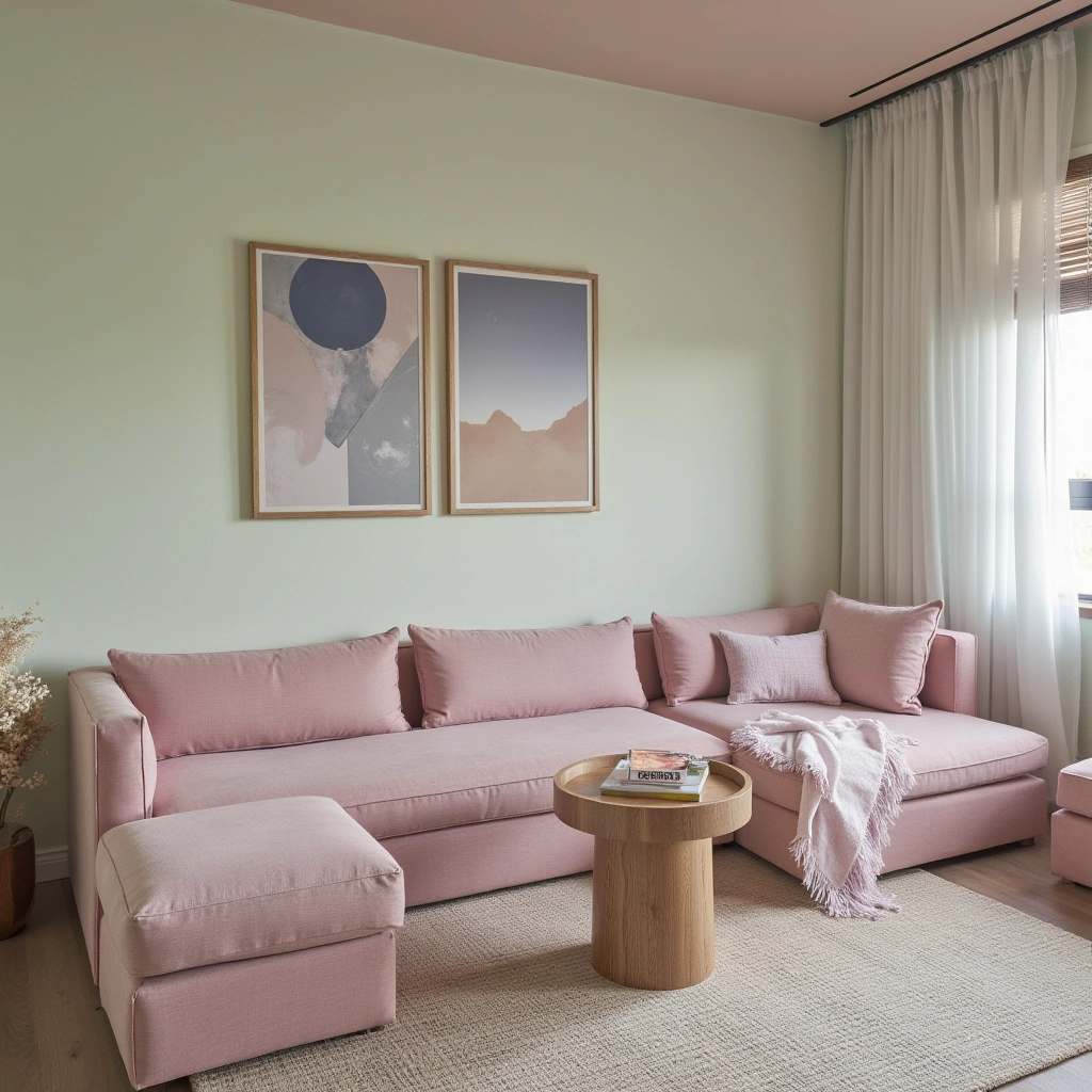 8. Pastel-Toned Oversized Sectional for Soft Elegance