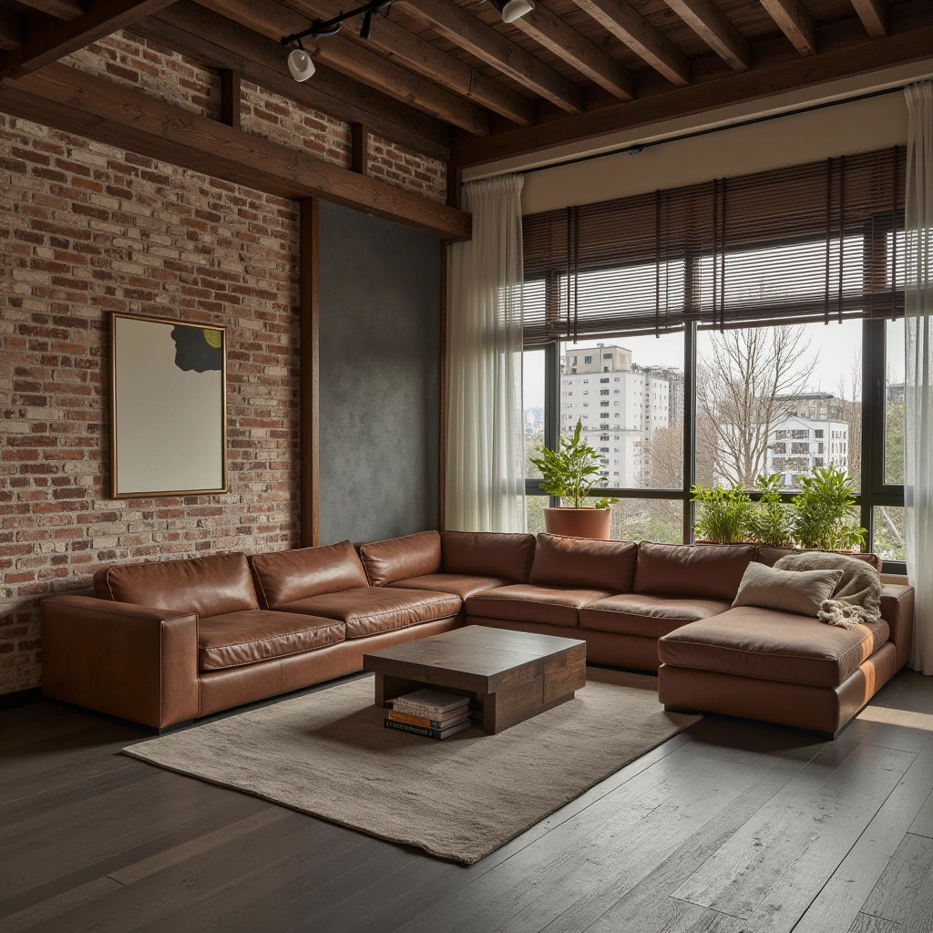 17. Industrial Chic Oversized Sectional with Raw Materials