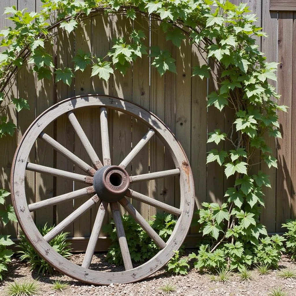 8. Wagon Wheel Garden Decor