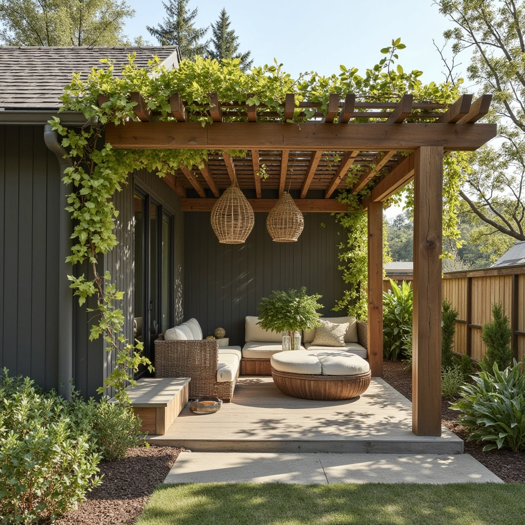 13. Wooden Pergolas with Climbing Plants