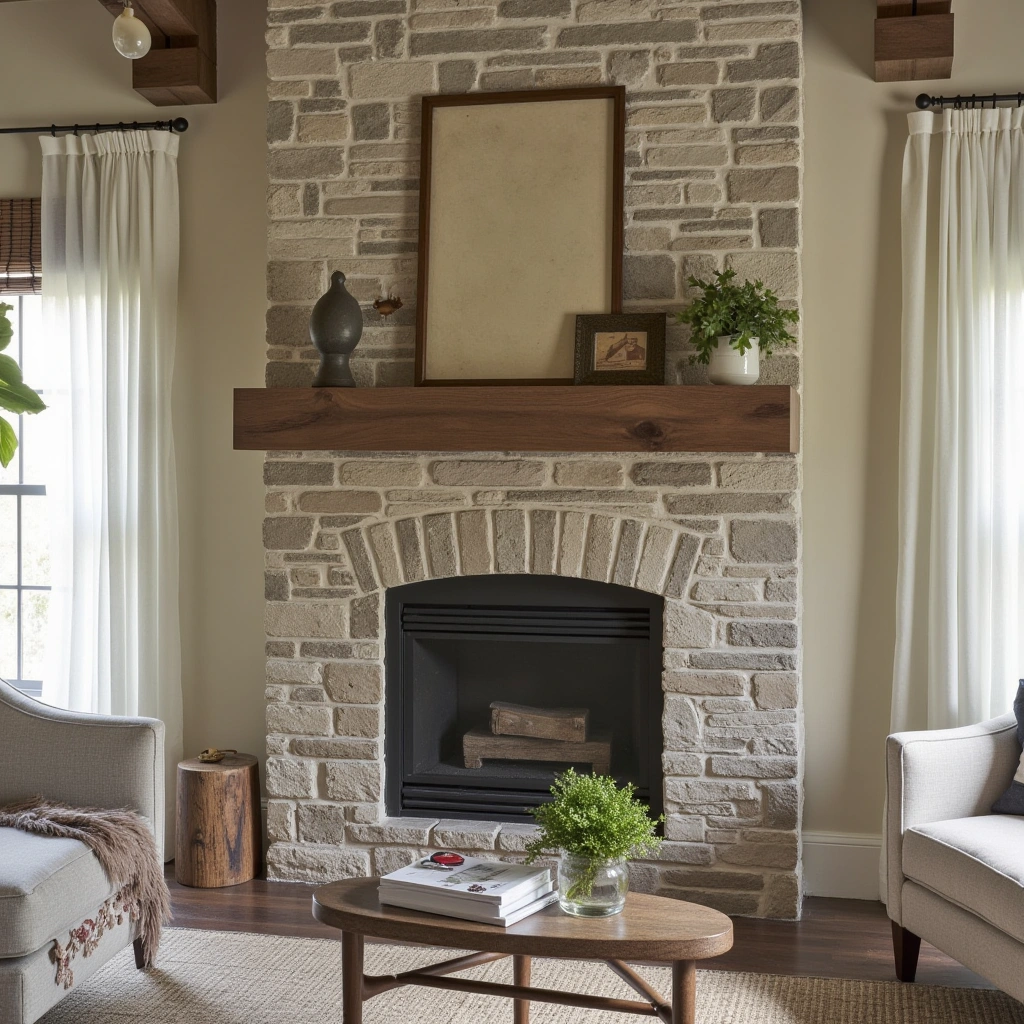 7. Classic Stone or Brick Fireplace