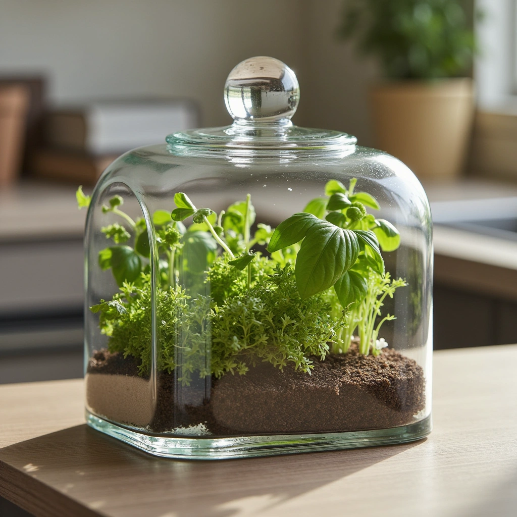 13. Mini Herb Garden Terrarium