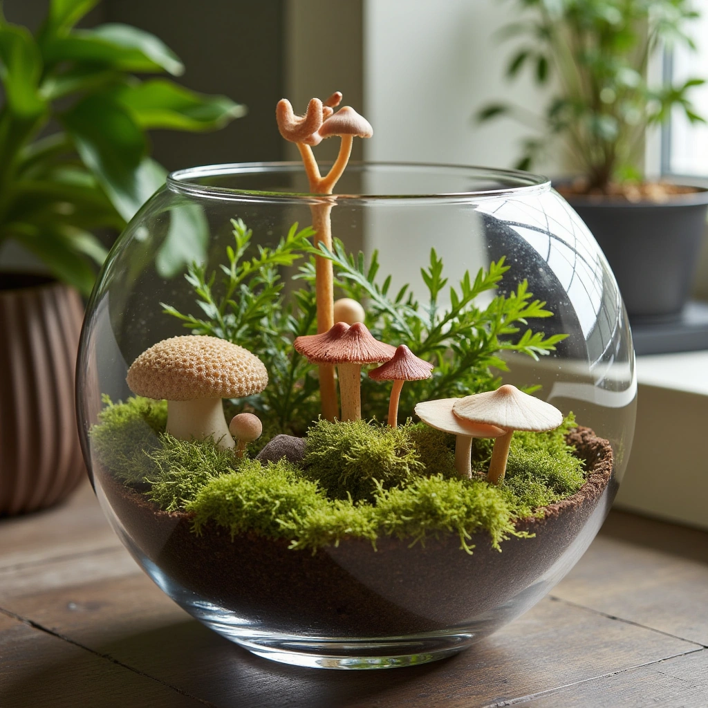 10. Mushroom Terrarium Centerpiece Bowl