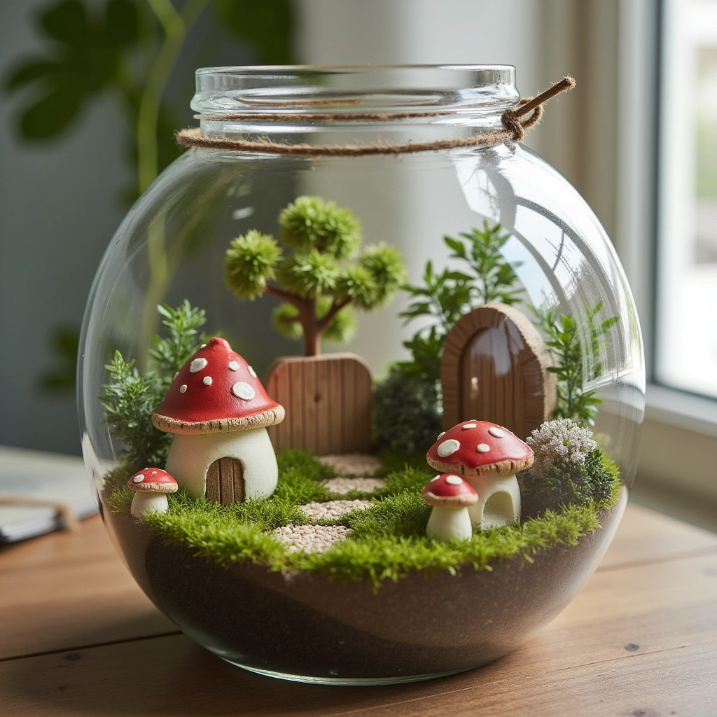 12. Miniature Mushroom Village Terrarium