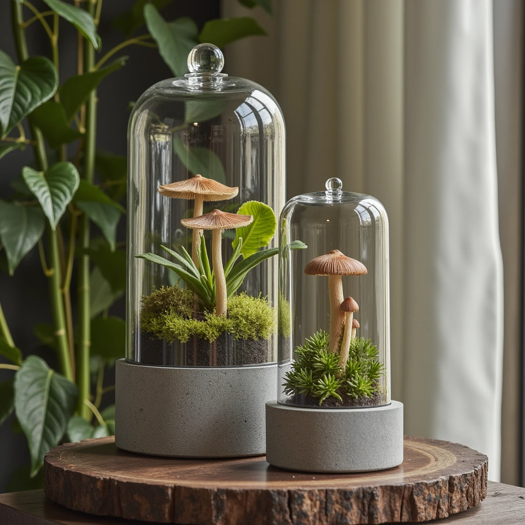 13. Concrete and Glass Mushroom Terrarium