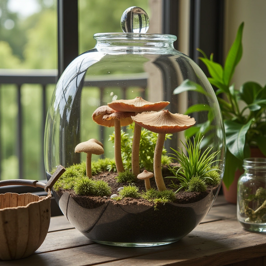 14. Outdoor Patio Mushroom Terrarium