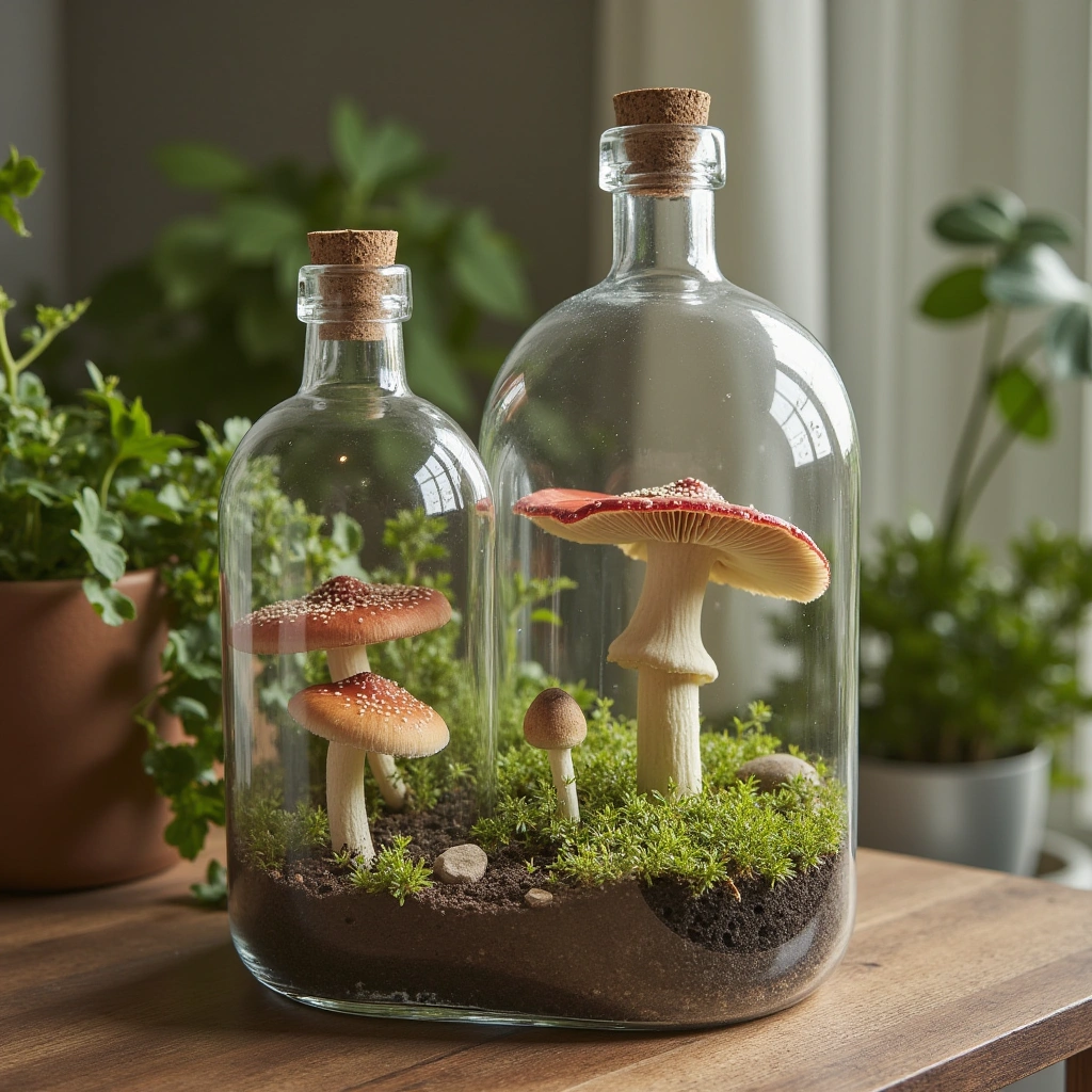 17. Recycled Bottle Mushroom Terrarium