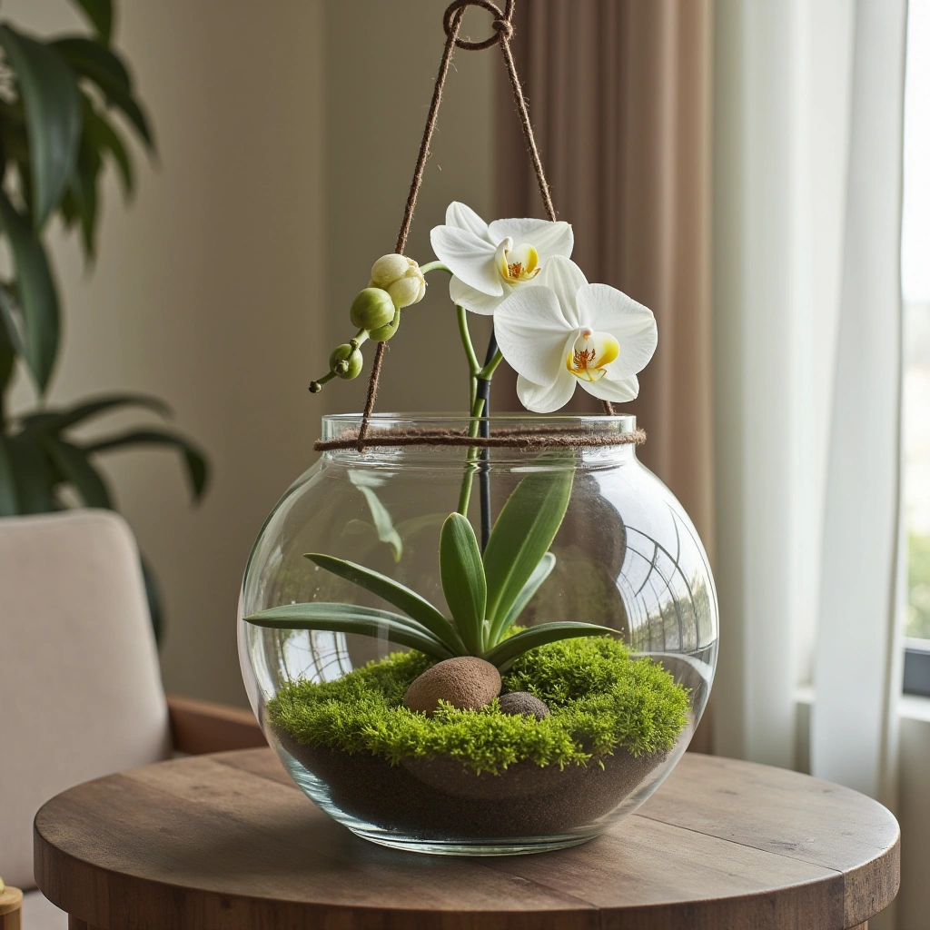 2. Hanging Orchid Terrarium Jar