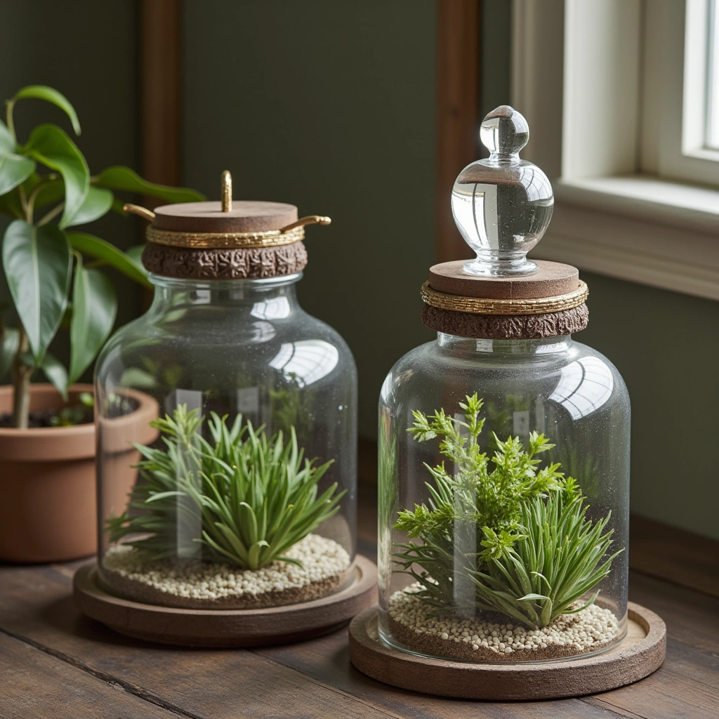 2. Vintage Apothecary Jar Terrarium: Old-World Charm