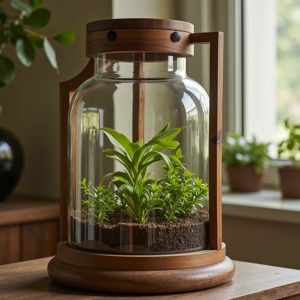 6. Wooden Box Terrarium with Glass Lid: Rustic Elegance