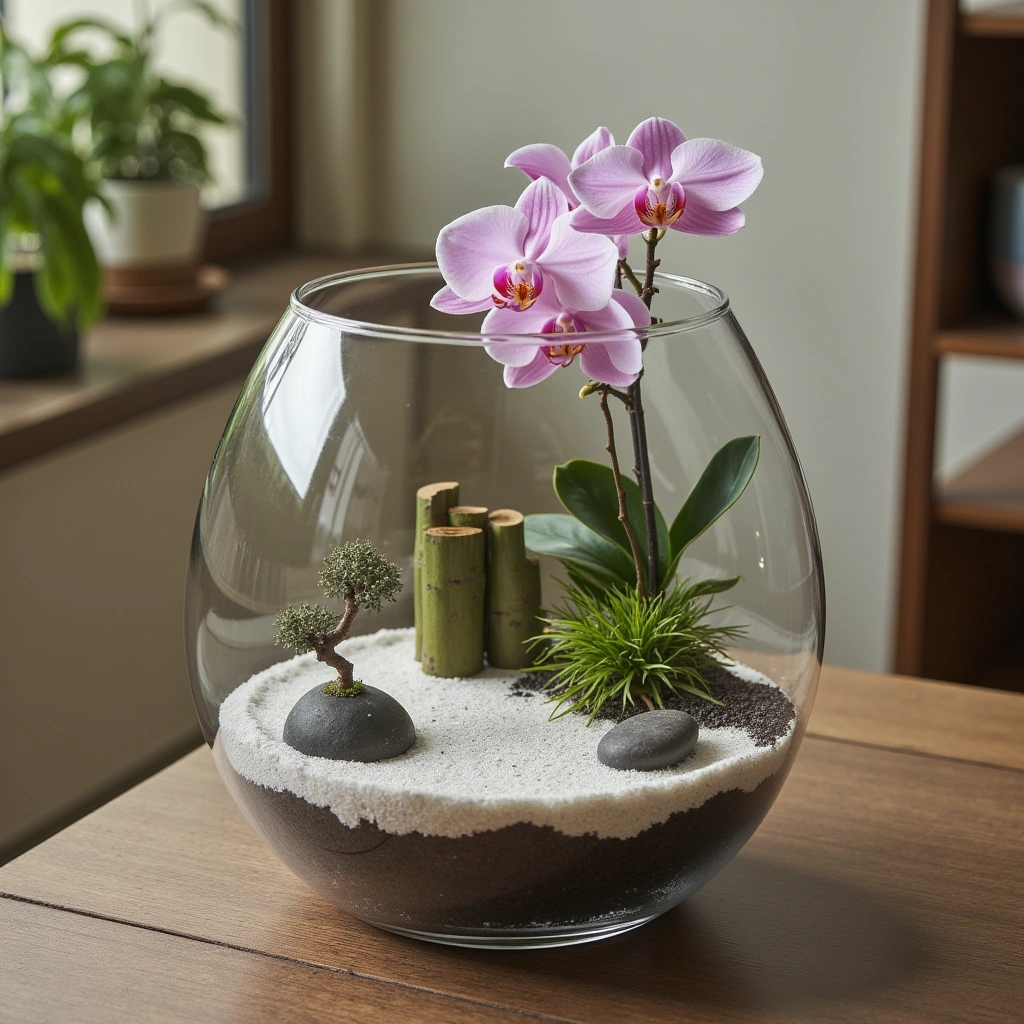 11. Zen Garden Orchid Terrarium