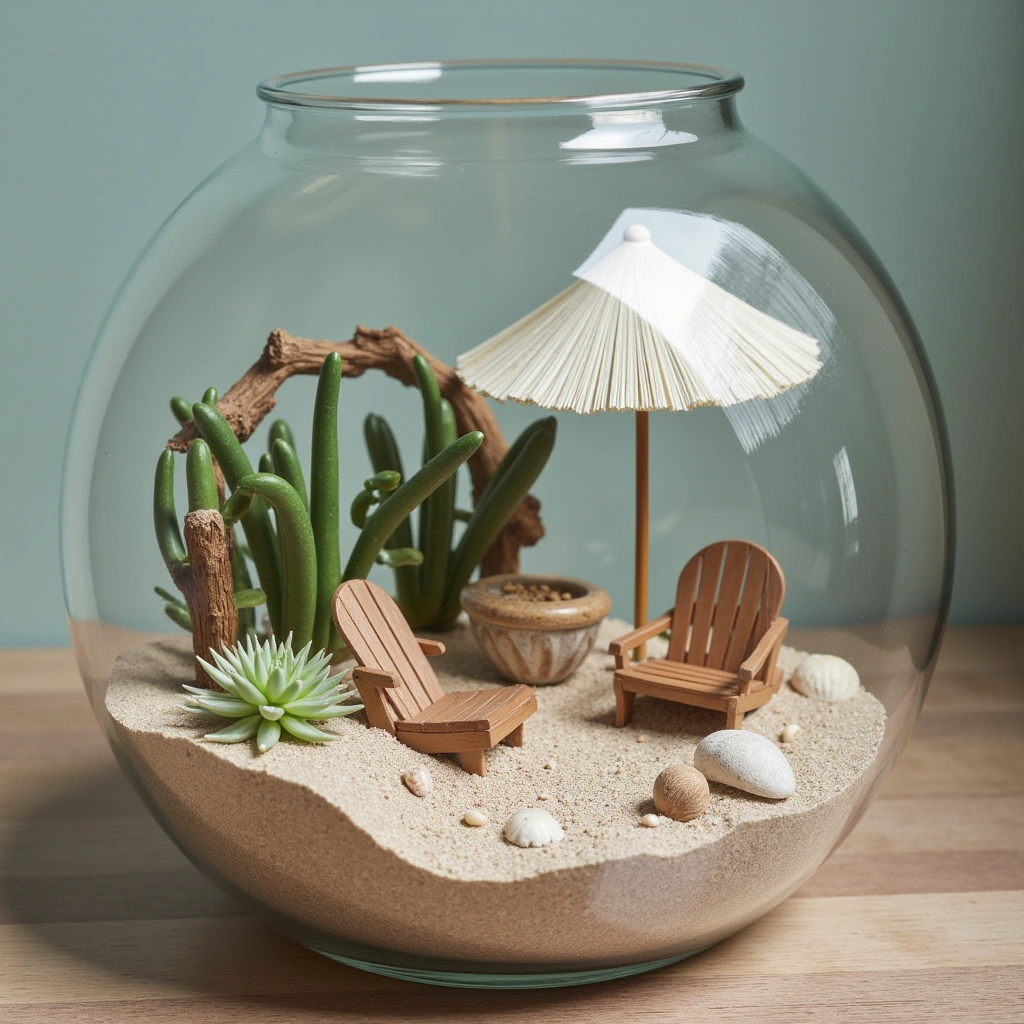 8. Beach-Themed Fairy Terrarium