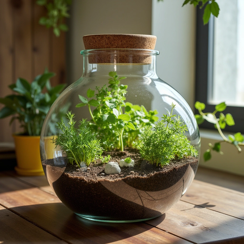 11. Mini Herb Garden Terrarium