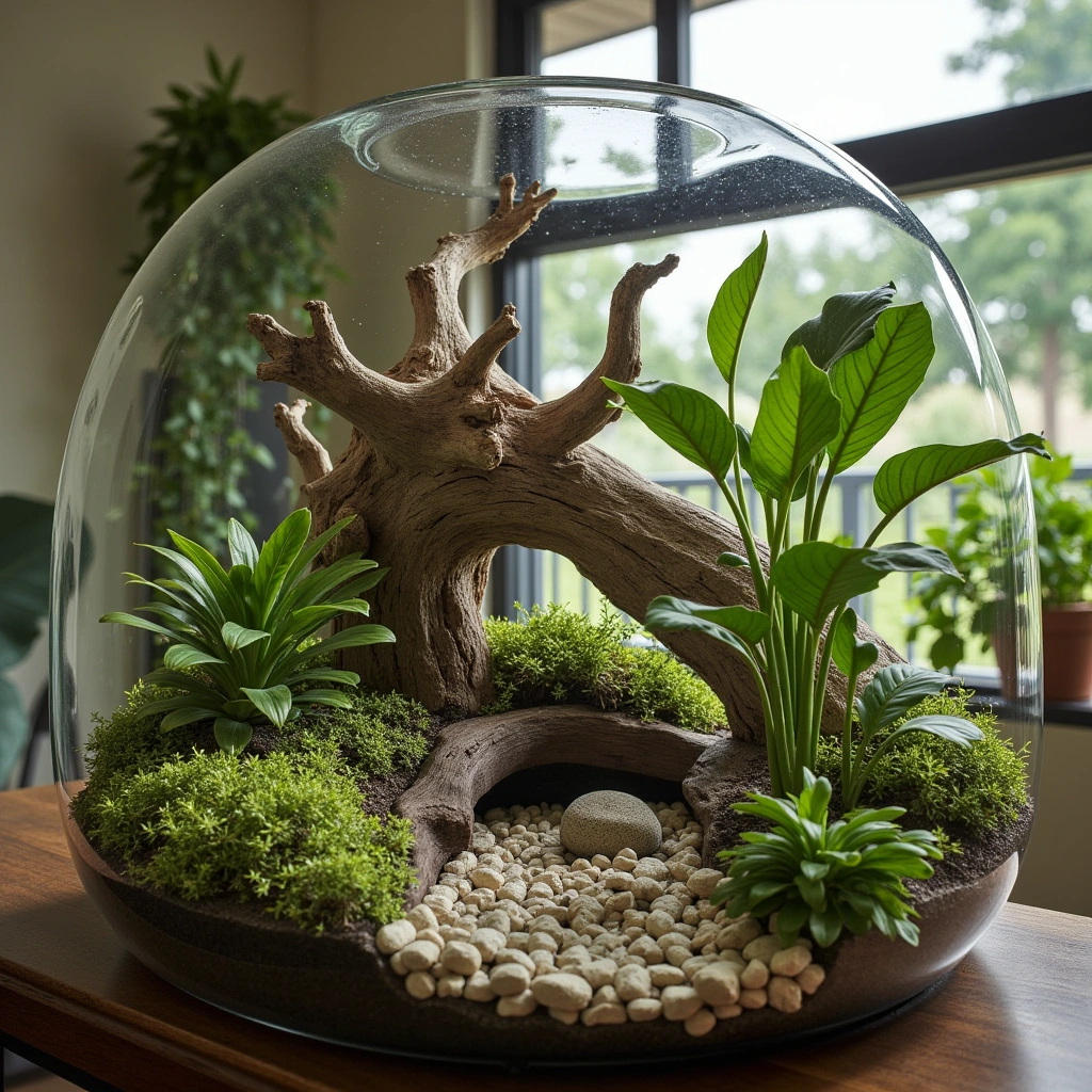 12. Artistic Driftwood Frog Habitat