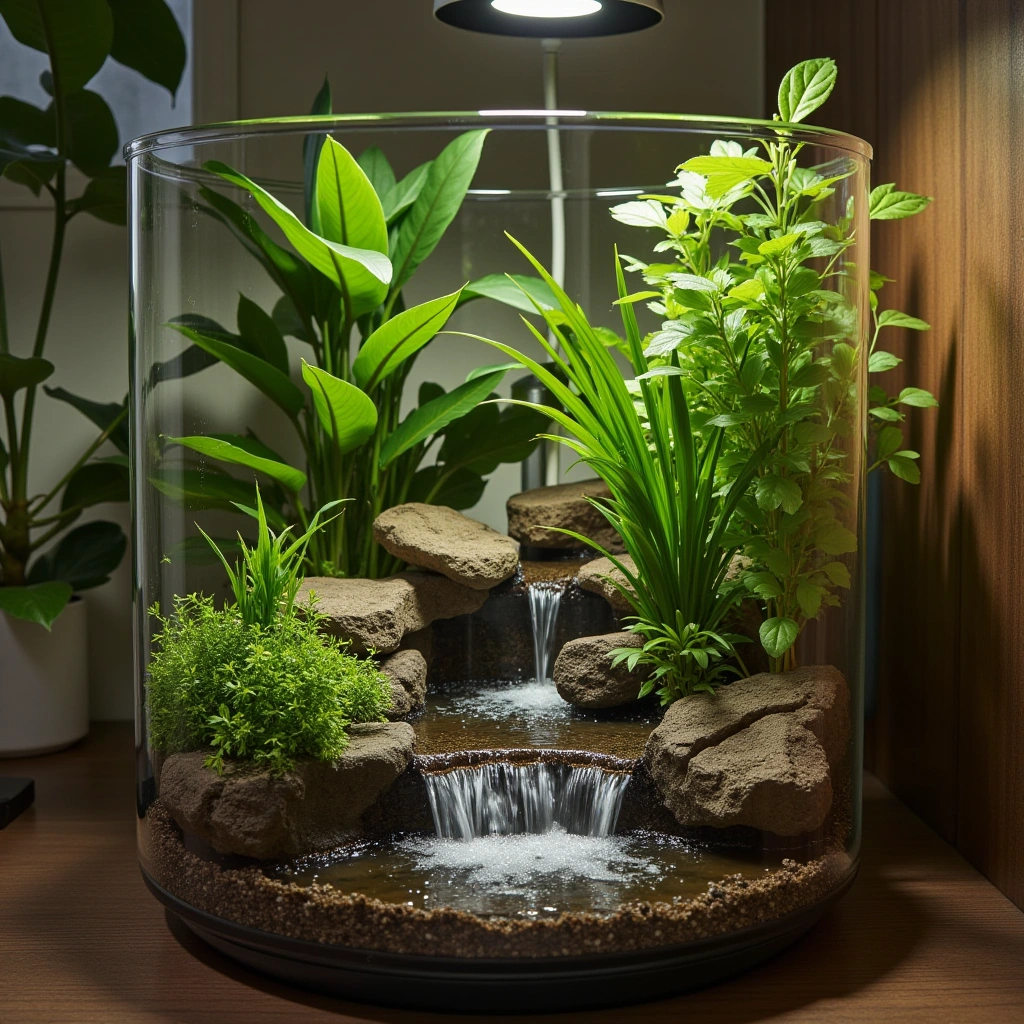 14. Themed Frog Terrarium (Rainforest Waterfall)