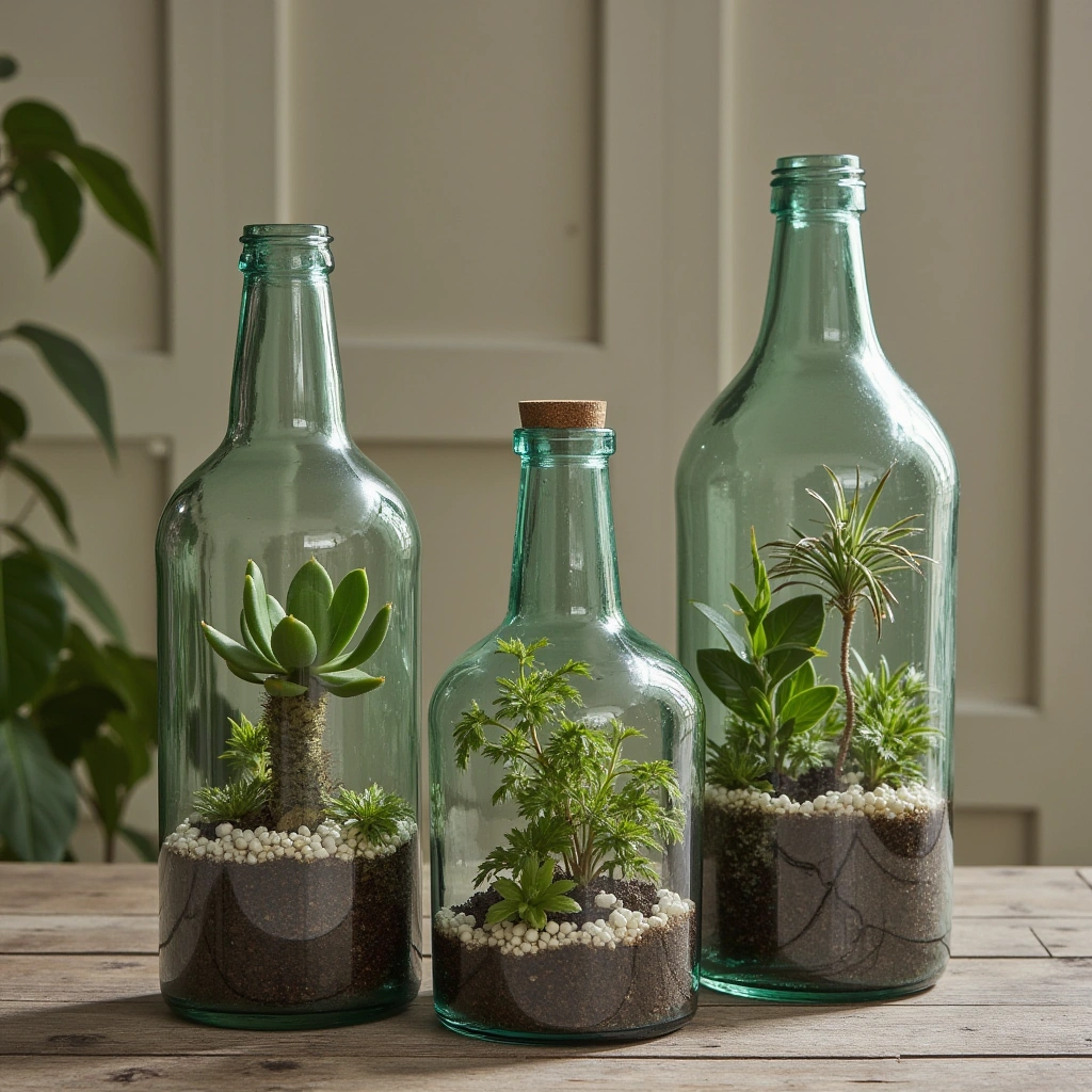 10. Vintage Bottle Terrarium