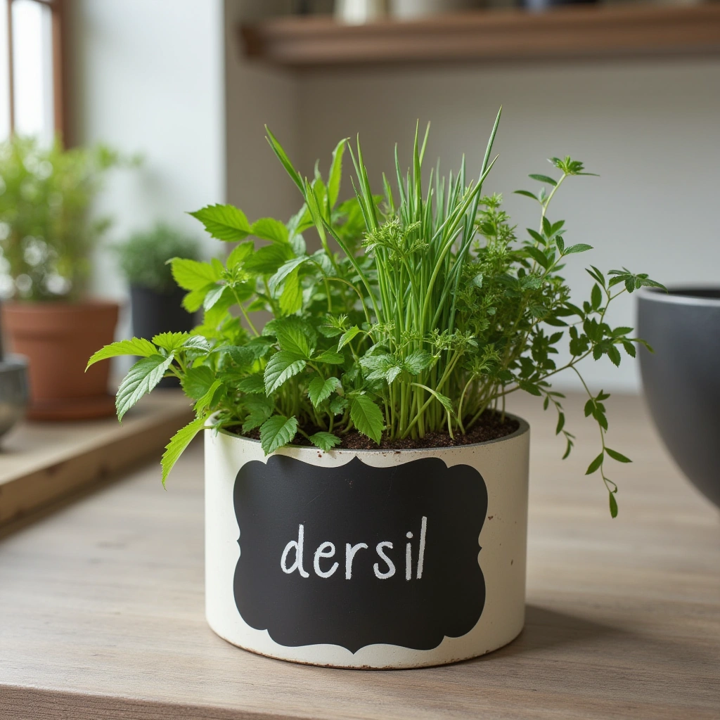 20. Miniature Herb Terrarium with Chalkboard Label